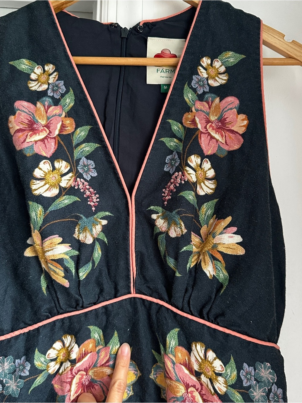 Farm Rio Maira Linen V Neck Dress - Picture 8 of 9